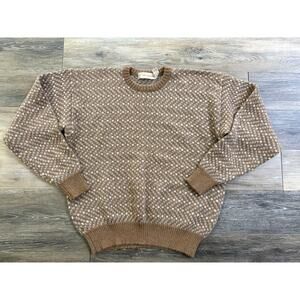 Braemar Wool Sweater Brown Cream Pattern Men’s XL